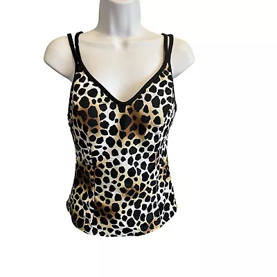 MiracleSuit Women's Black/Brown/Cream Leopard Print Tankini Only Size 10 • $17.99