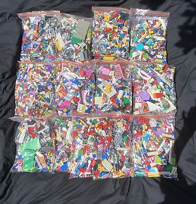 £9.99 • Buy Genuine Lego Bundle 1kg Mixed Bricks Parts Pieces With 1 Figures  Too JobLot
