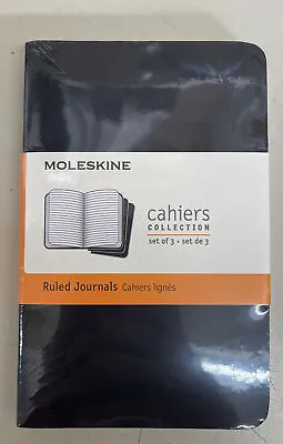 Moleskine Set Of 3 Ruled Cashiers Journals 64 Pages Pocket Black • $10.99