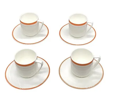 Set 3 Vera Wang Wedgwood Capri China Orange Black White Banded Cups Saucers READ • $20