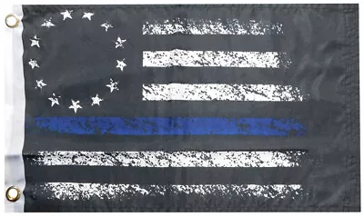 Betsy Ross Thin Blue Line Vintage 100D 12x18 12 X18  Poly Nylon Boat Flag Grmts • $8.88