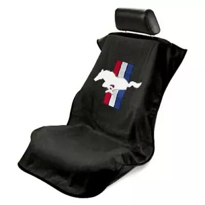 Seat Armour Front Car Seat Cover For Mustang Pony - Black Terry Cloth SA100MUSB • $36.09