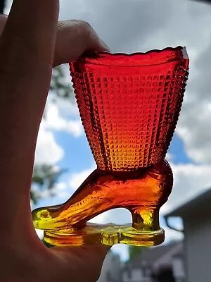 Vintage Art Glass Amberina Glass Boot Matchholder Match Holder  • $14.95