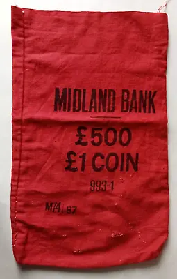 MIDLAND BANK Coin Sack £500 In One Pound Coins. Vintage 1987. Collectable. • £3.45