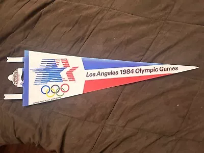 Vintage 1984 Los Angeles Olympic Games Pennant Flag Carl Lewis Mary-Lou Retton • $15