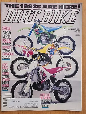 Dirt Bike September 1991 Vintage Motocross Magazine HOT PINK XR600L Suzuki MX • $11