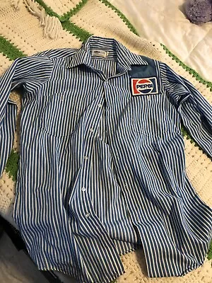 Vintage Pepsi Work Shirt Mens Medium Blue Long Sleeve Button Up • $42