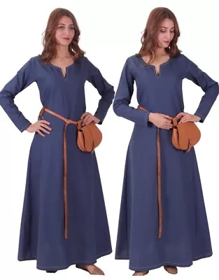 Medieval Dress Viking Long Cotton Canvas Gown Renaissance Women’s Costume Sz: S • $59.99