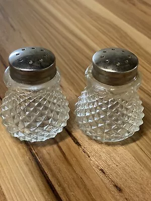 CHG Small Crystal Salt And Pepper Shakers German Crystal Vintage Diamond Cut • $9