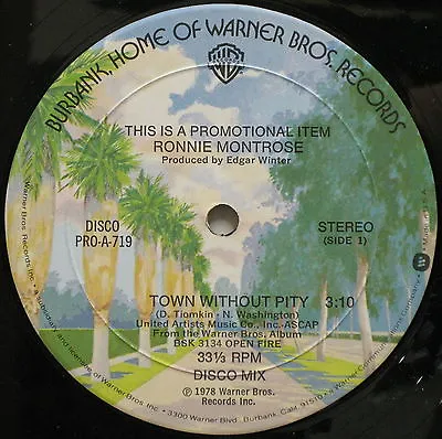RONNIE MONTROSE Town Without Pity 1978 US Promo Only Disco Mix 12  Edgar Winter • $25