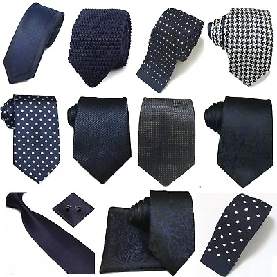 £3.99 • Buy Navy Blue Collection Woven Paisley Jacquard Silky Knitted Satin Tie Wedding Lot