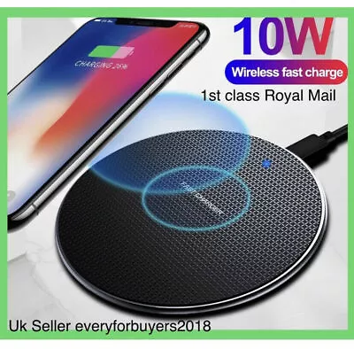 Qi Wireless Charger 10W Fast Charging Pad For Android IPhone 13 12 11 XR XS MAX • £4.99