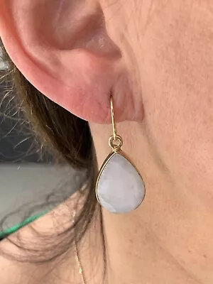 9ct Gold Large Silver Pear Drop Moonstone Earrings 7 G￼rams • $2.74