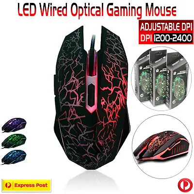 $11.36 • Buy 6 Button USB Wired Optical Gaming Mouse For PC Laptop And Medium Mice Mouse Pad