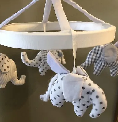 Pottery Barn Kids Elephant Nursery Decor Crib Mobile White/ Gray  Circular • $9