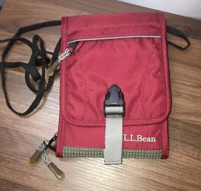 LL Bean Travel Passport Organizer Wallet Crossbody Wine Red Travel Vacation!!! • £23.14