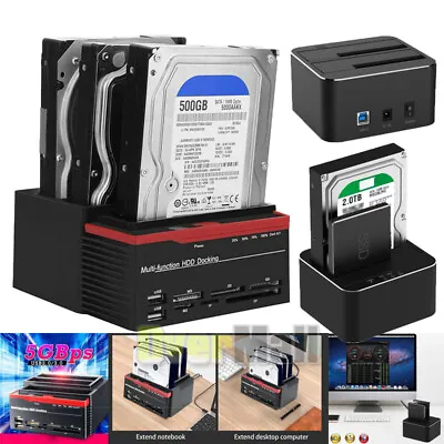 USB 3.0 Triple Slot 2.5 3.5 IDE SATA HDD Docking Station XD SD TF MS Card Reader • $52.99