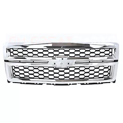 2014-2015 Chevy Chevrolet Silverado 1500 Front Upper Bumper Grille Chrome Black • $160.55