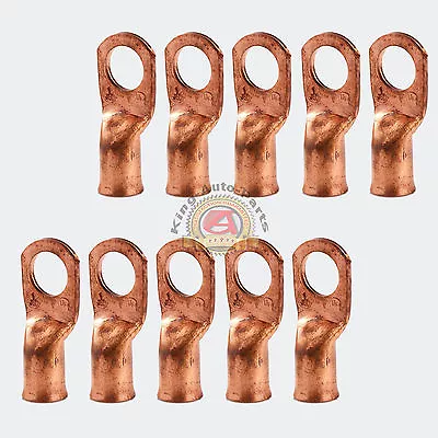 Copper Non-Insulated 2 Or 1 G Wire Gauge 1/2  Ring Terminals 10 Pcs • $26.92