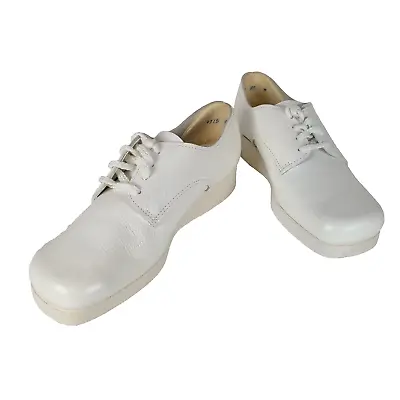 Vintage Nurse Nursing Shoes Womens 8.5 White Leather Square Toe Lace Up Sears • $21.41