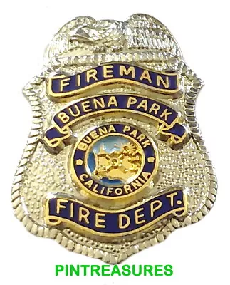 Fire Department Pins Vintage Historic Lapel Buena Park CA Fireman Badge FIRE Pin • $10.29