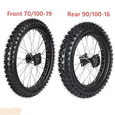 $241.97 • Buy Dirt Pit Bike Front 70/100-19+ Rear 90/100-16 Wheel Rim Tire For CR85RB XR100
