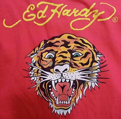 $11.99 • Buy Ed Hardy Kids L 12 Polo Shirt Red Tattoo Tiger Christian Audigier Double Sided