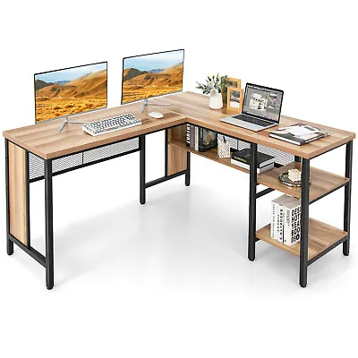 L-shaped Computer Desk Industrial Corner Table Workstation Study Writing Ofiice • $239.95