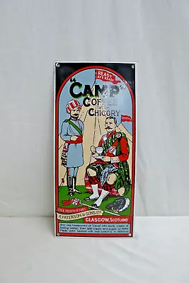 Vintage Garnier & Co LTD Camp Coffee With Chicory Enamel Advertising Sign • $49.99
