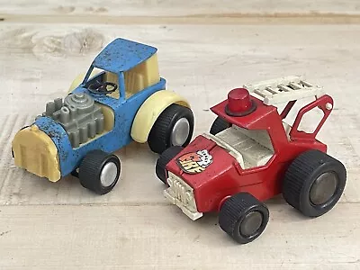 Vintage 1970's BUDDY-L Fire Buggy + Korean Made Dragster Pressed Steel Tin Toys • $30