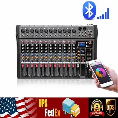 12 Channel Audio Mixer Bluetooth USB DJ Sound Mixing Console Amplifier Studio • $118