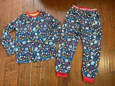 Disney Kids Mickey Mouse Pajamas Sleep Set Boys Blue Mickey 28 Size 9-10 • $6.95