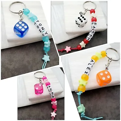 Spot Dice Personalized Name Keyring Keychain School Tag Bespoke Gift  • £3.95