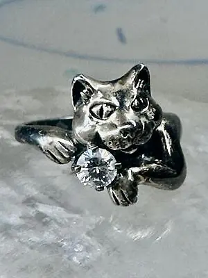 Smiling Cat Ring Crystal CZ  KBN Kabana Band Size 5 Sterling Silver Women Girls • $78