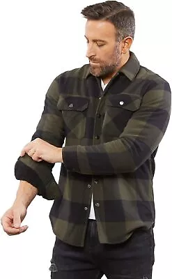 Sherpa Lined Flannel Jacket For Men Fleece Jacket Men Mens Shacket Plaid Butt • $45.90