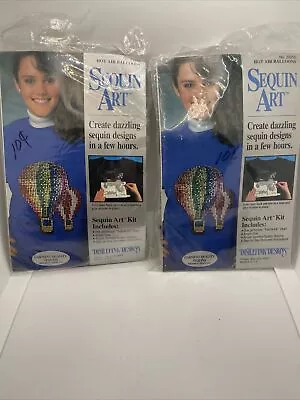 4 Vtg Distlefink Designs Garment Sequin Art Kit -2 Hot Air Balloons/Apple/Rose • $18