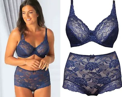  Charnos Rosalind Full Cup Bra Or Deep Brief Navy 32-40 B-G Cup • £13.50