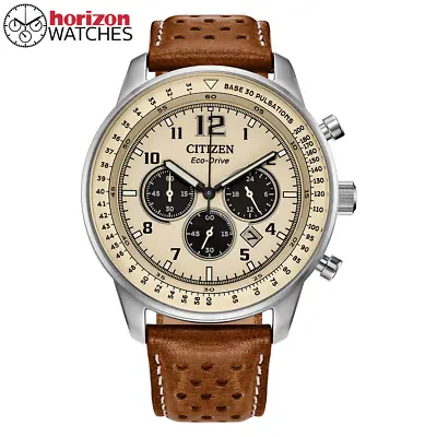 Citizen Eco-Drive Weekender Chrono Stainless Leather Quartz Watch - CA4500-08X • $81