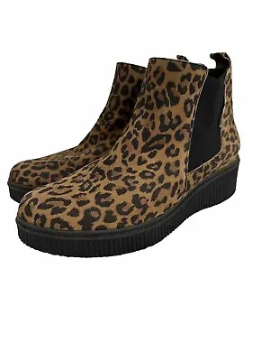 New! Mephisto Emie Brown Leopard Boots US 7 Shoes Animal Print Retail  $399 • $90