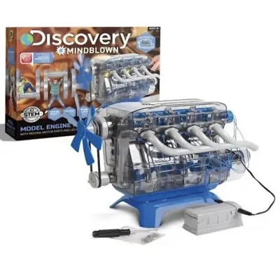 DISCOVERY MINDBLOWN Model Engine Kit DIY STEM Four Cylinder Moving Parts Kit New • $26.99