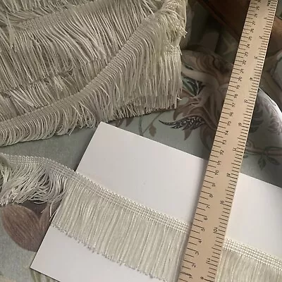 Quality 5cm Silky Chainette Lampshade Fringe CHAMPAGNE(light IVORY-BEIGE)1m F053 • £2.50