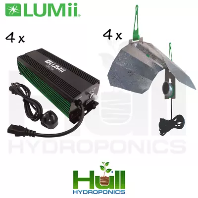 £359.95 • Buy 4x Lumii Digital 600w Ballast Dimmable Superboost Lumi FREE EURO REFLECTORS 