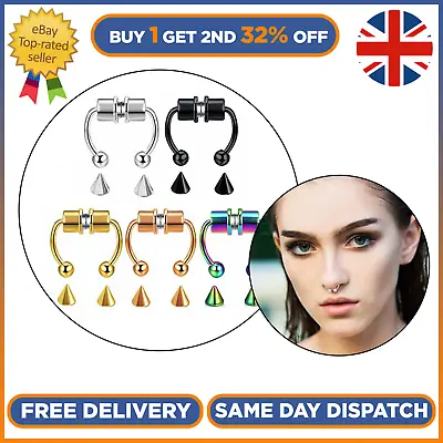 Magnetic Nose Ring Non-Piercing Fake Septum Segment Helix Tragus Faux Clicker UK • £2.87