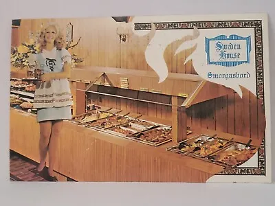 Postcard Advertising Miami Florida Sweden House Smorgasbord Pretty Waitress • $4.99