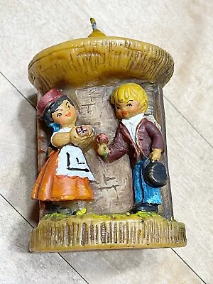 Vintage German Gunter Walldurn Baden Candle Hand Carved Boy Girl Painted 5  • $17