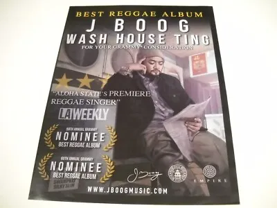 J BOOG For Your Consideration WASH HOUSE TING Best Reggae 2017 Promo Poster Ad • $9.95