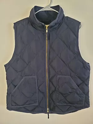 J Crew Vest Navy Blue Quilted Polyester Full Zip Womans XL • $32