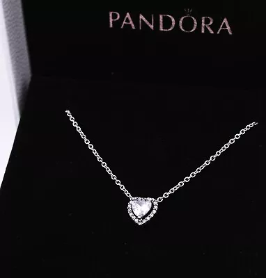 New Authentic PANDORA Elevated Heart Silver Necklace S925 ALE #398425C01 W/ BOX • $55.20