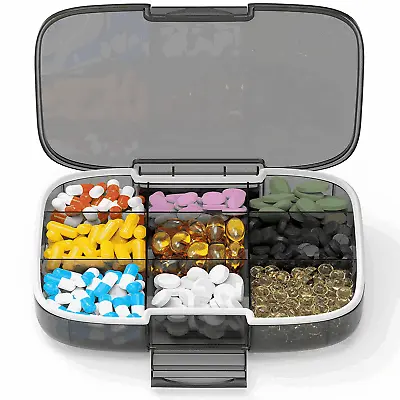 Extra Large Pill Organizer Medicine Case Black Pill Box Adjustable Compartment • $18.77