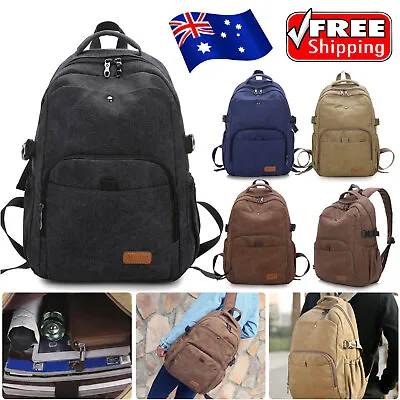 Men Women Large Capacity Backpack Canvas Laptop Notebook School Travel Bag 4colo • $9.89